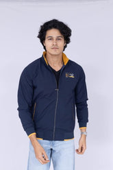 Solid Navy Blue jacket with collar details